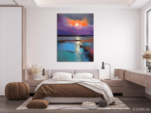 Extra Large Modern Wall Art, Landscape Canvas Paintings for Dining Room, Oil Painting on Canvas, Original Landscape Abstract Painting-Silvia Home Craft