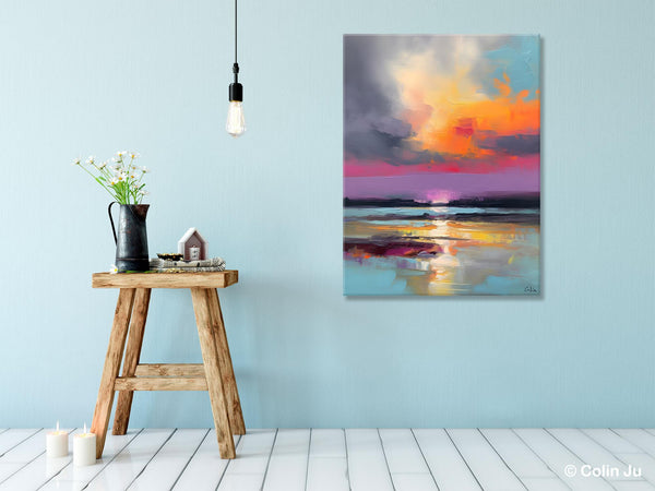 Canvas Painting for Living Room, Abstract Landscape Paintings, Original Modern Wall Art Painting, Oversized Contemporary Abstract Artwork-Silvia Home Craft