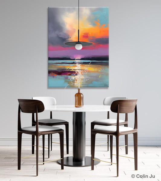 Canvas Painting for Living Room, Abstract Landscape Paintings, Original Modern Wall Art Painting, Oversized Contemporary Abstract Artwork-Silvia Home Craft