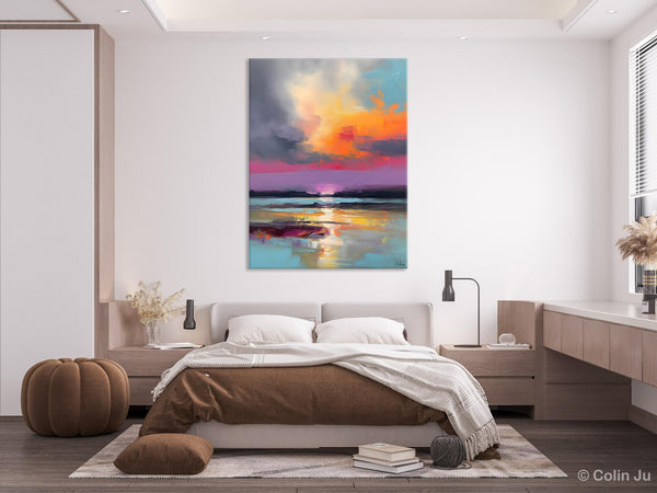Canvas Painting for Living Room, Abstract Landscape Paintings, Original Modern Wall Art Painting, Oversized Contemporary Abstract Artwork-Silvia Home Craft