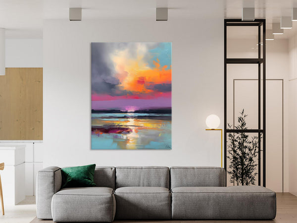 Canvas Painting for Living Room, Abstract Landscape Paintings, Original Modern Wall Art Painting, Oversized Contemporary Abstract Artwork-Silvia Home Craft