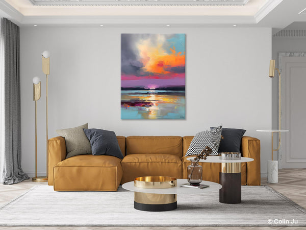 Canvas Painting for Living Room, Abstract Landscape Paintings, Original Modern Wall Art Painting, Oversized Contemporary Abstract Artwork-Silvia Home Craft