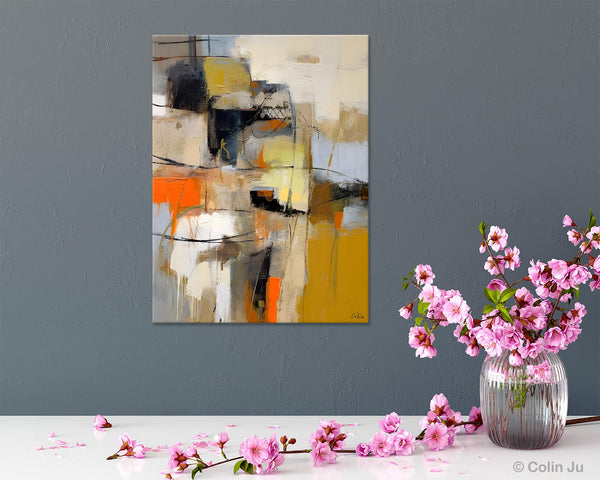 Acrylic Abstract Painting Behind Sofa, Large Painting on Canvas, Living Room Wall Art Paintings, Original Abstract Painting on Canvas-Silvia Home Craft