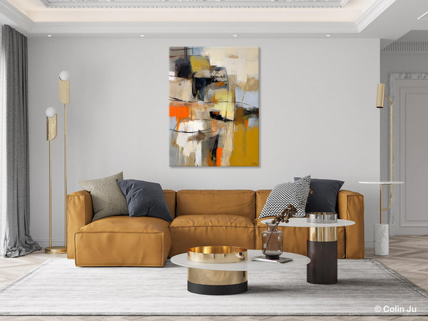 Acrylic Abstract Painting Behind Sofa, Large Painting on Canvas, Living Room Wall Art Paintings, Original Abstract Painting on Canvas-Silvia Home Craft