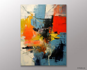 Abstract Paintings for Dining Room, Modern Paintings Behind Sofa, Buy Paintings Online, Original Palette Knife Canvas Art, Impasto Wall Art-Silvia Home Craft