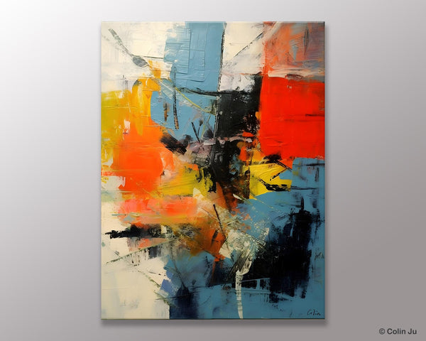 Abstract Paintings for Dining Room, Modern Paintings Behind Sofa, Buy Paintings Online, Original Palette Knife Canvas Art, Impasto Wall Art-Silvia Home Craft