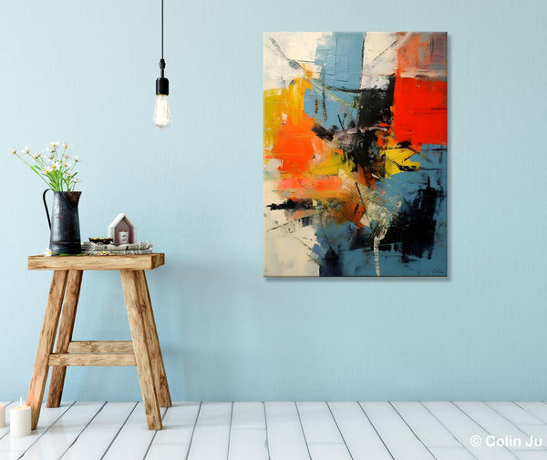 Abstract Paintings for Dining Room, Modern Paintings Behind Sofa, Buy Paintings Online, Original Palette Knife Canvas Art, Impasto Wall Art-Silvia Home Craft