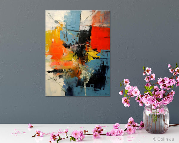 Abstract Paintings for Dining Room, Modern Paintings Behind Sofa, Buy Paintings Online, Original Palette Knife Canvas Art, Impasto Wall Art-Silvia Home Craft
