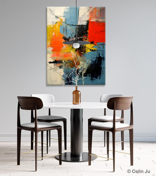 Abstract Paintings for Dining Room, Modern Paintings Behind Sofa, Buy Paintings Online, Original Palette Knife Canvas Art, Impasto Wall Art-Silvia Home Craft