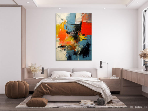 Abstract Paintings for Dining Room, Modern Paintings Behind Sofa, Buy Paintings Online, Original Palette Knife Canvas Art, Impasto Wall Art-Silvia Home Craft