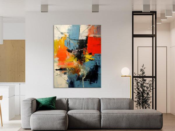 Abstract Paintings for Dining Room, Modern Paintings Behind Sofa, Buy Paintings Online, Original Palette Knife Canvas Art, Impasto Wall Art-Silvia Home Craft