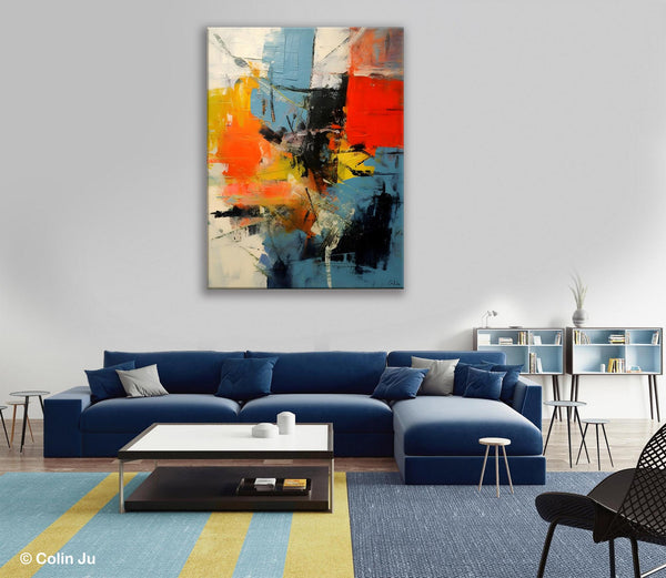 Abstract Paintings for Dining Room, Modern Paintings Behind Sofa, Buy Paintings Online, Original Palette Knife Canvas Art, Impasto Wall Art-Silvia Home Craft