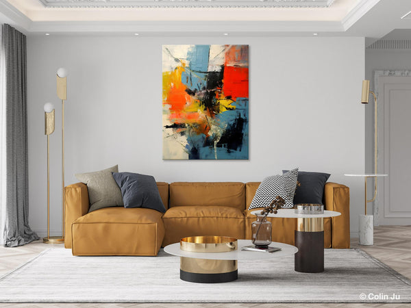 Abstract Paintings for Dining Room, Modern Paintings Behind Sofa, Buy Paintings Online, Original Palette Knife Canvas Art, Impasto Wall Art-Silvia Home Craft
