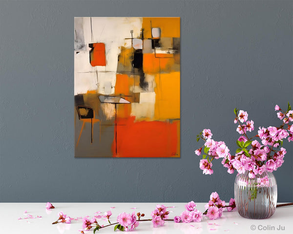 Modern Paintings Behind Sofa, Acrylic Paintings on Canvas, Abstract Painting for Living Room, Original Contemporary Canvas Wall Art-Silvia Home Craft
