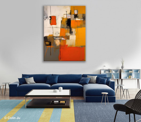 Modern Paintings Behind Sofa, Acrylic Paintings on Canvas, Abstract Painting for Living Room, Original Contemporary Canvas Wall Art-Silvia Home Craft