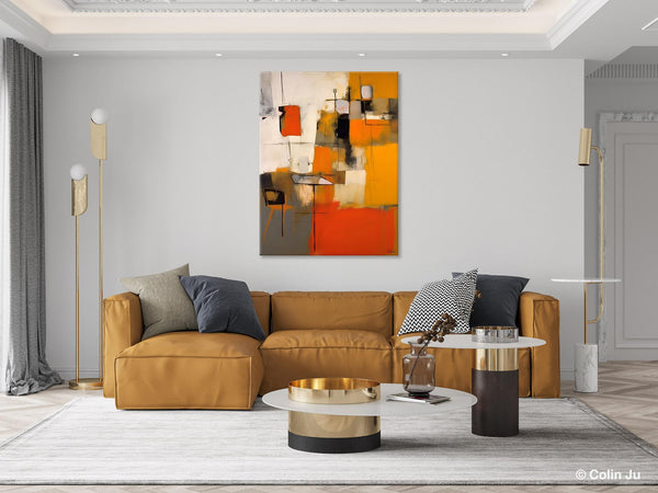 Modern Paintings Behind Sofa, Acrylic Paintings on Canvas, Abstract Painting for Living Room, Original Contemporary Canvas Wall Art-Silvia Home Craft