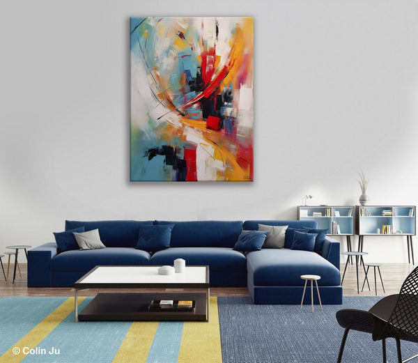 Simple Modern Art, Extra Large Wall Art Paintings, Original Abstract Painting, Acrylic Painting on Canvas, Large Paintings for Living Room-Silvia Home Craft