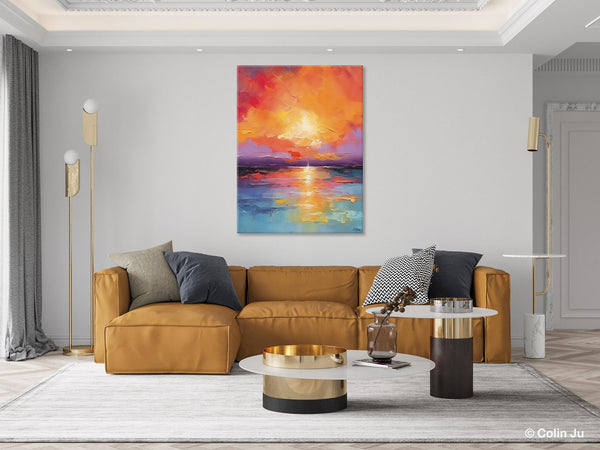 Modern Landscape Paintings, Oversized Contemporary Canvas Paintings, Extra Large Canvas Painting for Living Room, Original Canvas Wall Art-Silvia Home Craft
