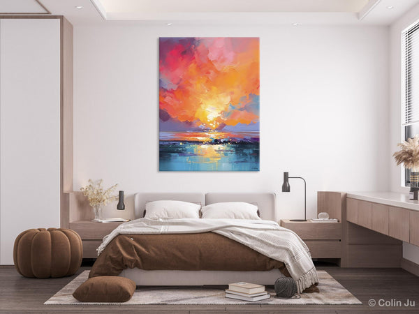 Palette Knife Canvas Art, Modern Landscape Paintings, Oversized Contemporary Canvas Paintings, Extra Large Canvas Painting for Living Room-Silvia Home Craft