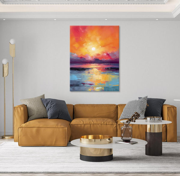 Abstract Landscape Painting, Canvas Painting for Dining Room, Landscape Canvas Painting, Original Landscape Art, Large Wall Art Paintings for Living Room-Silvia Home Craft