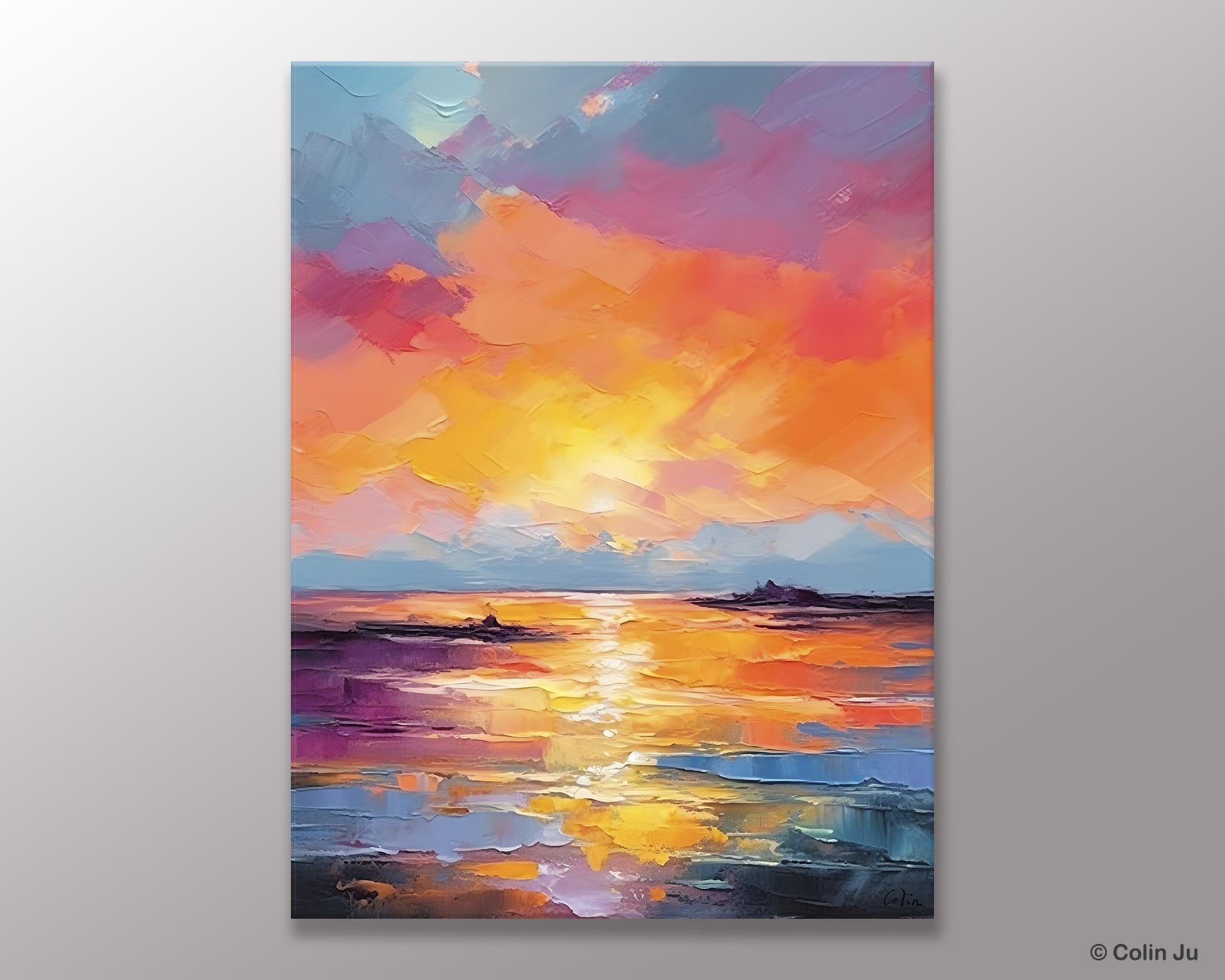 Hand Painted Canvas Art, Abstract Landscape Artwork, Original Landscape Painting on Canvas, Contemporary Wall Art Paintings, Huge Canvas Art-Silvia Home Craft