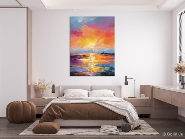 Hand Painted Canvas Art, Abstract Landscape Artwork, Original Landscape Painting on Canvas, Contemporary Wall Art Paintings, Huge Canvas Art-Silvia Home Craft