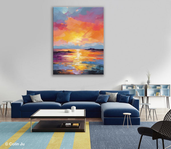 Hand Painted Canvas Art, Abstract Landscape Artwork, Original Landscape Painting on Canvas, Contemporary Wall Art Paintings, Huge Canvas Art-Silvia Home Craft