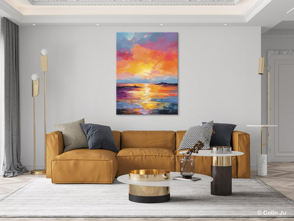 Hand Painted Canvas Art, Abstract Landscape Artwork, Original Landscape Painting on Canvas, Contemporary Wall Art Paintings, Huge Canvas Art-Silvia Home Craft