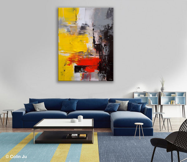 Simple Wall Art Paintings, Living Room Modern Wall Art, Original Contemporary Art, Acrylic Canvas Painting, Large Painting Behind Sofa-Silvia Home Craft