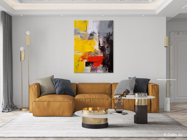 Simple Wall Art Paintings, Living Room Modern Wall Art, Original Contemporary Art, Acrylic Canvas Painting, Large Painting Behind Sofa-Silvia Home Craft
