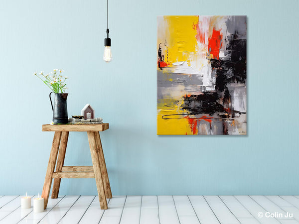 Original Abstract Art, Contemporary Acrylic Painting, Hand Painted Canvas Art, Modern Wall Art Ideas for Dining Room, Large Canvas Paintings-Silvia Home Craft