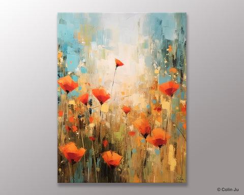 Abstract Flower Painting, Flower Acrylic Painting, Canvas Painting Flower, Original Paintings on Canvas, Modern Acrylic Paintings for Bedroom-Silvia Home Craft