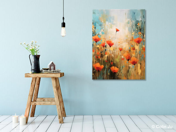Abstract Flower Painting, Flower Acrylic Painting, Canvas Painting Flower, Original Paintings on Canvas, Modern Acrylic Paintings for Bedroom-Silvia Home Craft