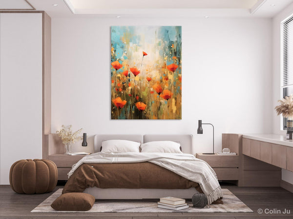 Abstract Flower Painting, Flower Acrylic Painting, Canvas Painting Flower, Original Paintings on Canvas, Modern Acrylic Paintings for Bedroom-Silvia Home Craft