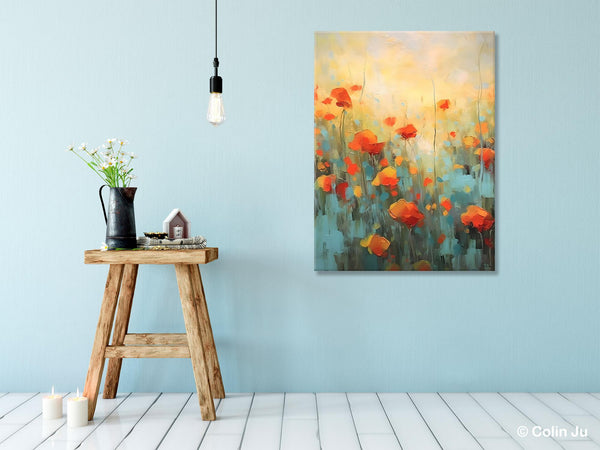 Canvas Painting Flower, Original Paintings on Canvas, Abstract Flower Painting, Flower Acrylic Painting, Modern Acrylic Paintings for Bedroom-Silvia Home Craft