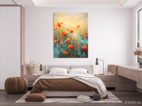Canvas Painting Flower, Original Paintings on Canvas, Abstract Flower Painting, Flower Acrylic Painting, Modern Acrylic Paintings for Bedroom-Silvia Home Craft