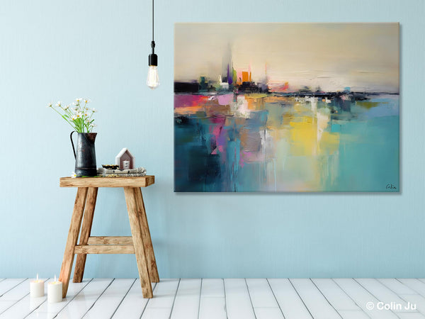 Acrylic Painting on Canvas, Original Landscape Paintings, Landscape Canvas Paintings for Living Room, Extra Large Modern Wall Art Paintings-Silvia Home Craft