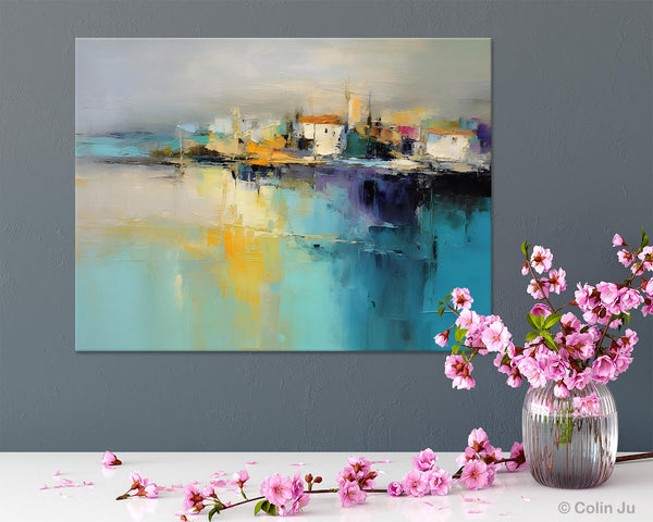 Extra Large Paintings for Bedroom, Abstract Landscape Painting, Landscape Wall Art Paintings, Original Modern Abstract Art-Silvia Home Craft