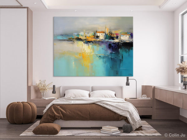 Extra Large Paintings for Bedroom, Abstract Landscape Painting, Landscape Wall Art Paintings, Original Modern Abstract Art-Silvia Home Craft