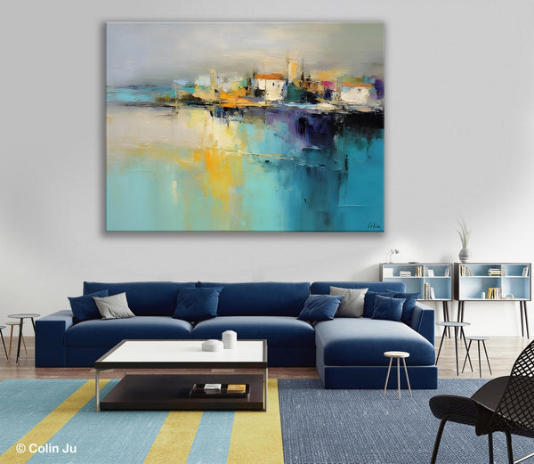 Extra Large Paintings for Bedroom, Abstract Landscape Painting, Landscape Wall Art Paintings, Original Modern Abstract Art-Silvia Home Craft