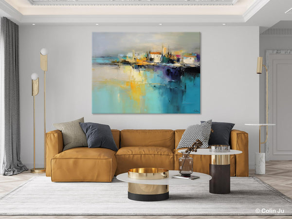 Extra Large Paintings for Bedroom, Abstract Landscape Painting, Landscape Wall Art Paintings, Original Modern Abstract Art-Silvia Home Craft