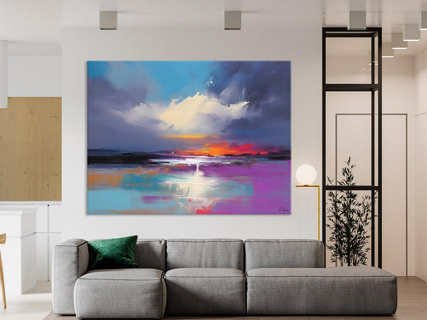 Living Room Abstract Paintings, Large Landscape Canvas Paintings, Buy Art Online, Original Landscape Abstract Painting, Simple Wall Art Ideas-Silvia Home Craft