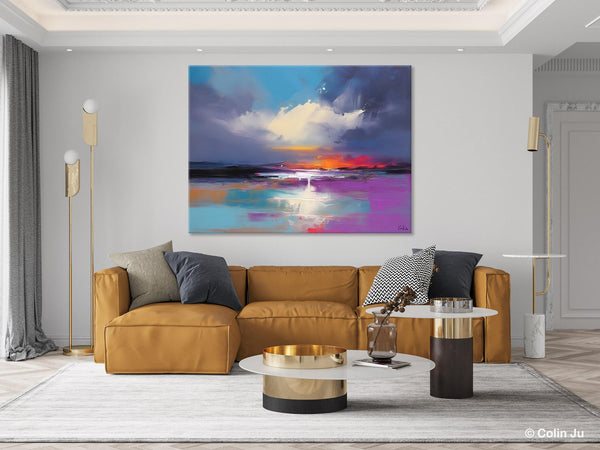 Living Room Abstract Paintings, Large Landscape Canvas Paintings, Buy Art Online, Original Landscape Abstract Painting, Simple Wall Art Ideas-Silvia Home Craft