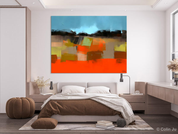 Modern Landscape Paintings Behind Sofa, Abstract Landscape Paintings for Living Room, Palette Knife Canvas Art, Original Landscape Art-Silvia Home Craft