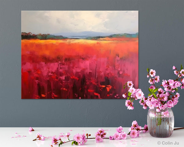 Landscape Paintings for Living Room, Landscape Canvas Paintings, Abstract Landscape Paintings, Original Modern Wall Art, Hand Painted Canvas Art-Silvia Home Craft