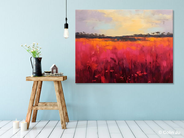 Oversized Modern Wall Art Paintings, Original Landscape Paintings, Modern Acrylic Artwork on Canvas, Large Abstract Painting for Living Room-Silvia Home Craft
