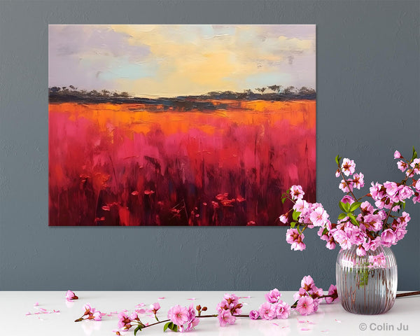 Oversized Modern Wall Art Paintings, Original Landscape Paintings, Modern Acrylic Artwork on Canvas, Large Abstract Painting for Living Room-Silvia Home Craft