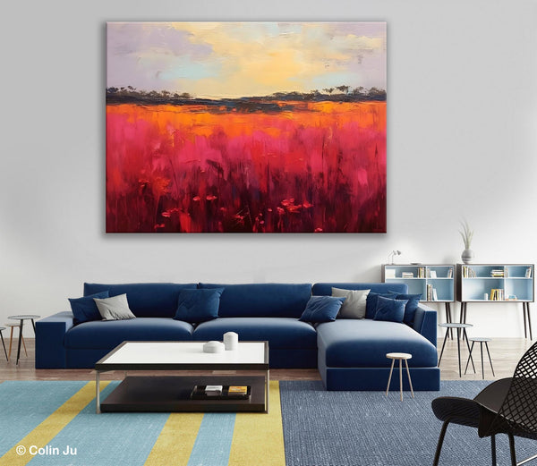 Oversized Modern Wall Art Paintings, Original Landscape Paintings, Modern Acrylic Artwork on Canvas, Large Abstract Painting for Living Room-Silvia Home Craft