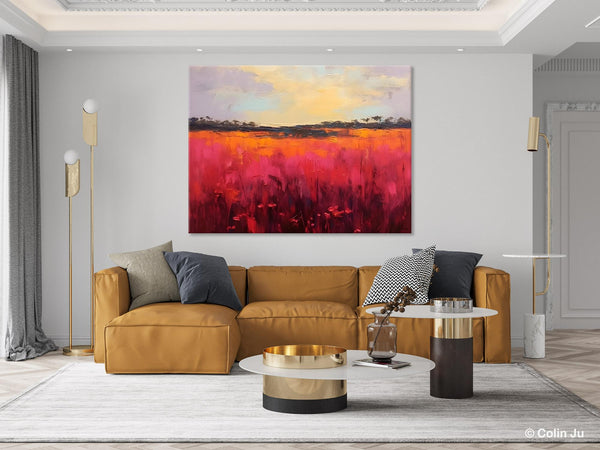 Oversized Modern Wall Art Paintings, Original Landscape Paintings, Modern Acrylic Artwork on Canvas, Large Abstract Painting for Living Room-Silvia Home Craft