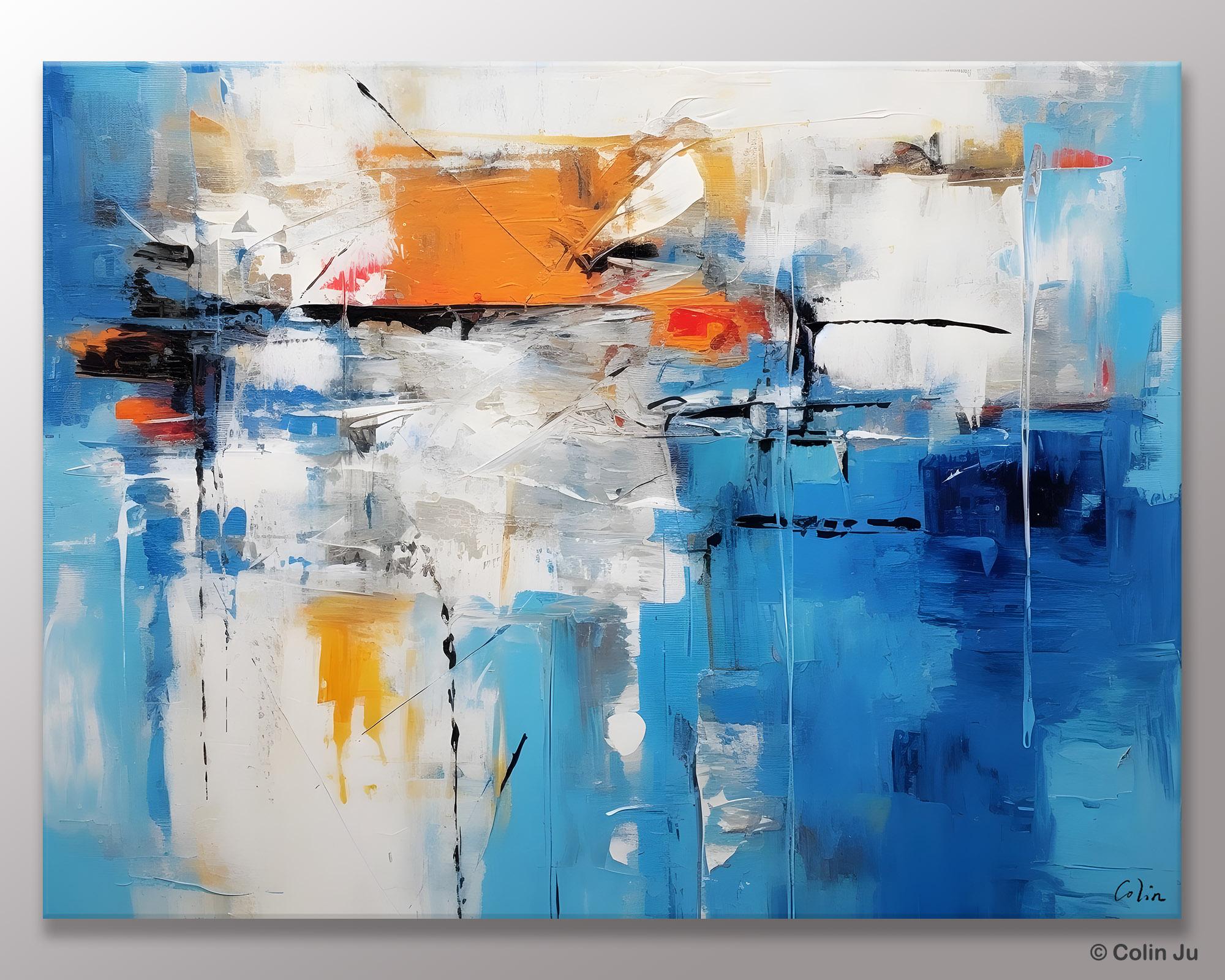 Abstract Paintings Behind Sofa, Acrylic Paintings for Bedroom, Hand Painted Canvas Art, Original Canvas Wall Art, Buy Paintings Online-Silvia Home Craft